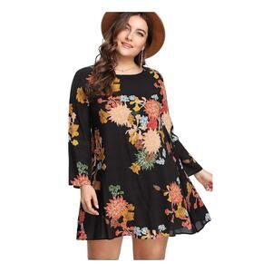 NWT SOLD OUT Amazon Womens Plus Size Boho Short Floral Summer Swing Dress‎